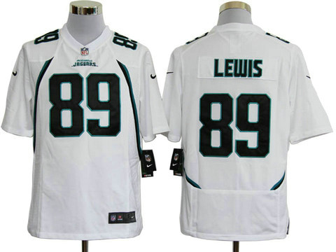 White Nike Game NFL jerseys Jacksonville Jaguars 89 Lewis